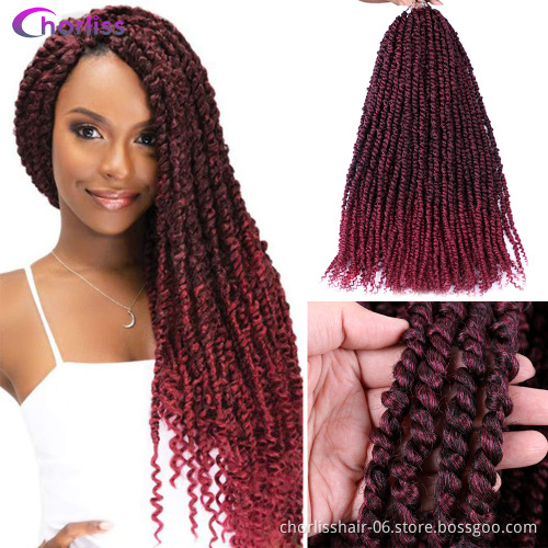 Natural Passion Twists Hair Attachment For Braids Prestretched Ombre Synthetic Passion Twist Crochet Braiding Hair Extensions